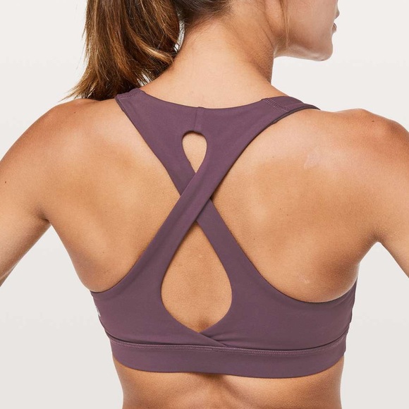 Lululemon Time To Sweat Bra Size 4 Arctic Plum Crisscross Luxtreme Cutout Purple - Picture 1 of 6